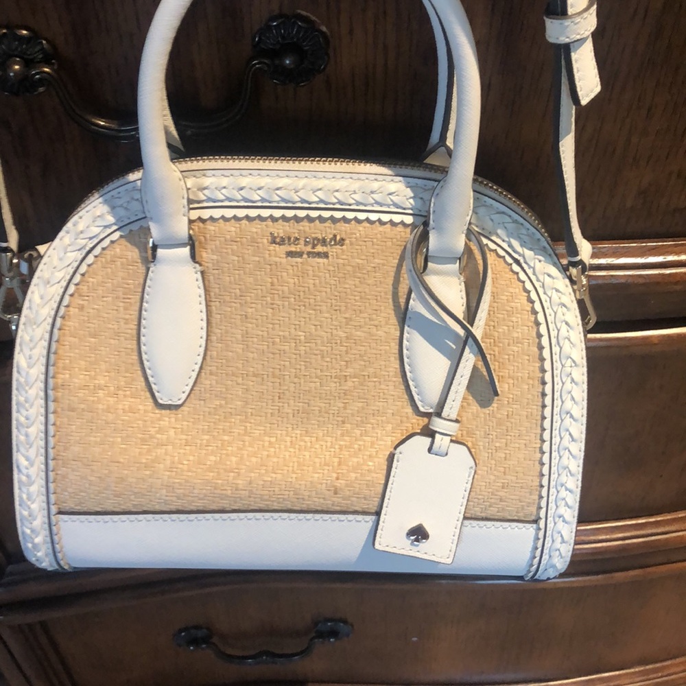 NEW Kate Spade adorable white and straw purse